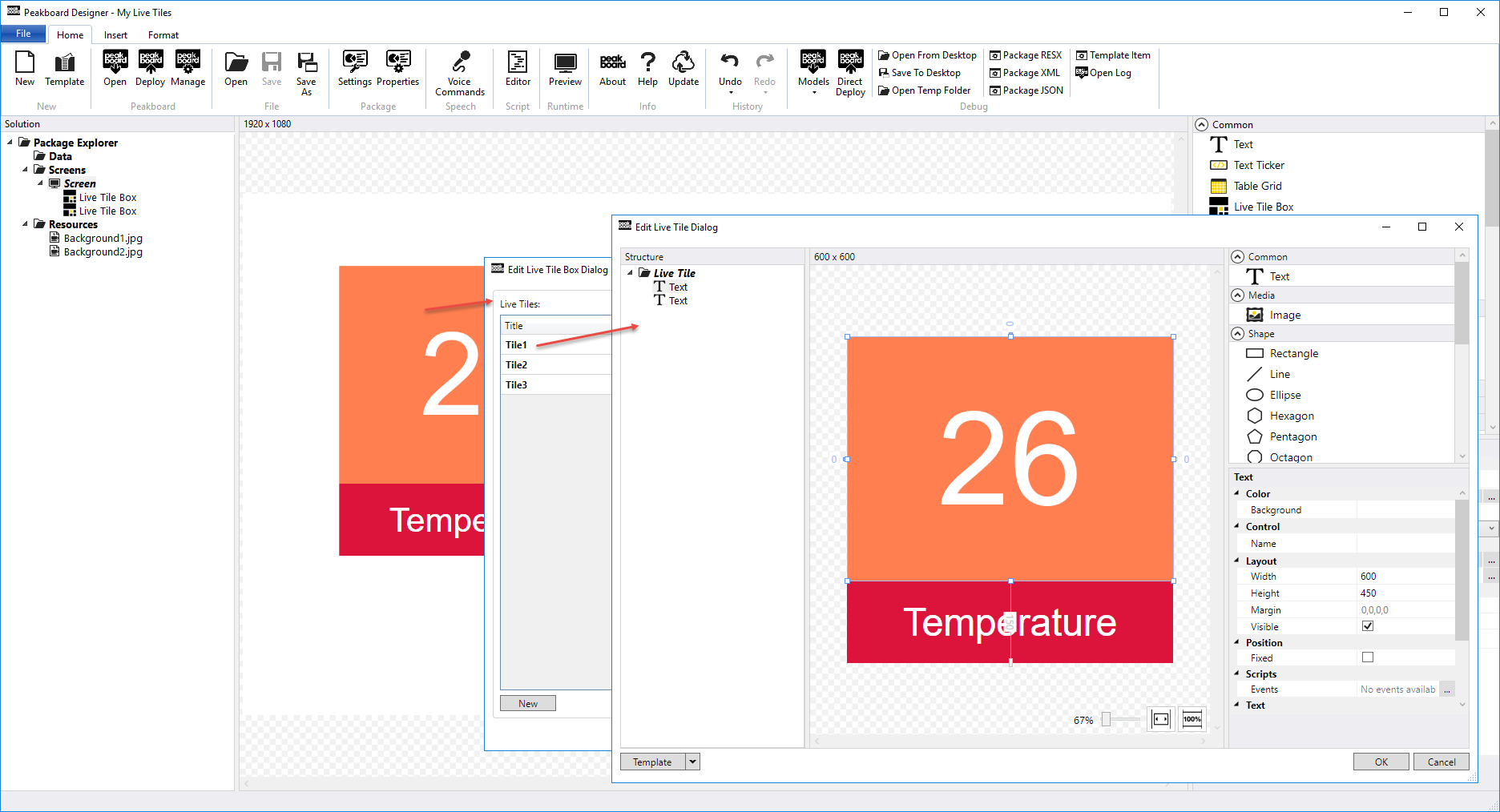 Peakboard Designer - Live Tile Designer