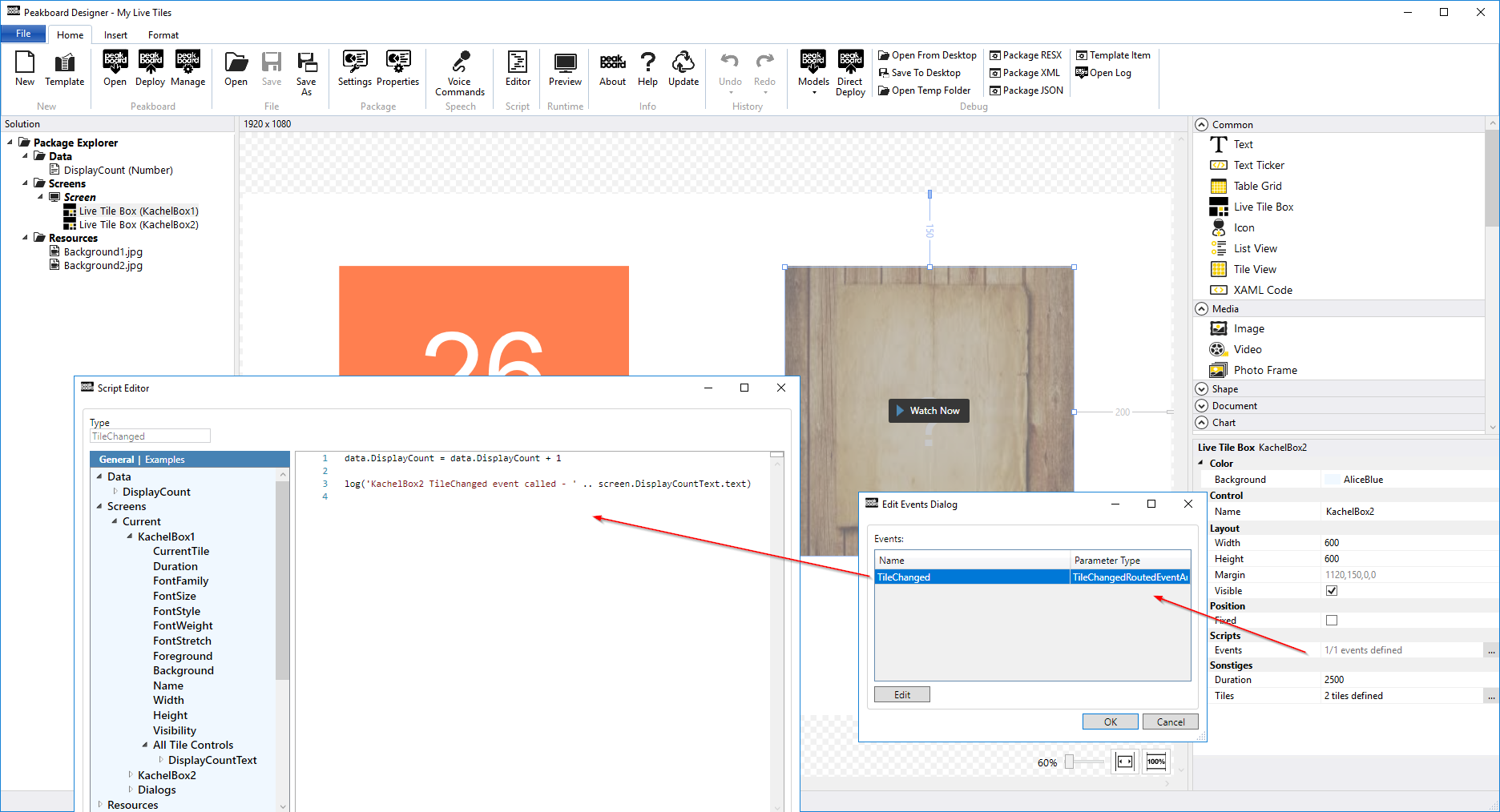 Peakboard Designer - Live Tile TileChanged Event