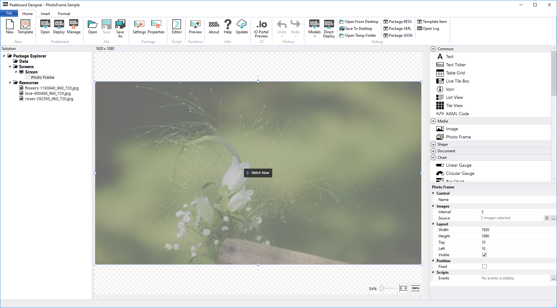 Peakboard Designer - Photo Frame control