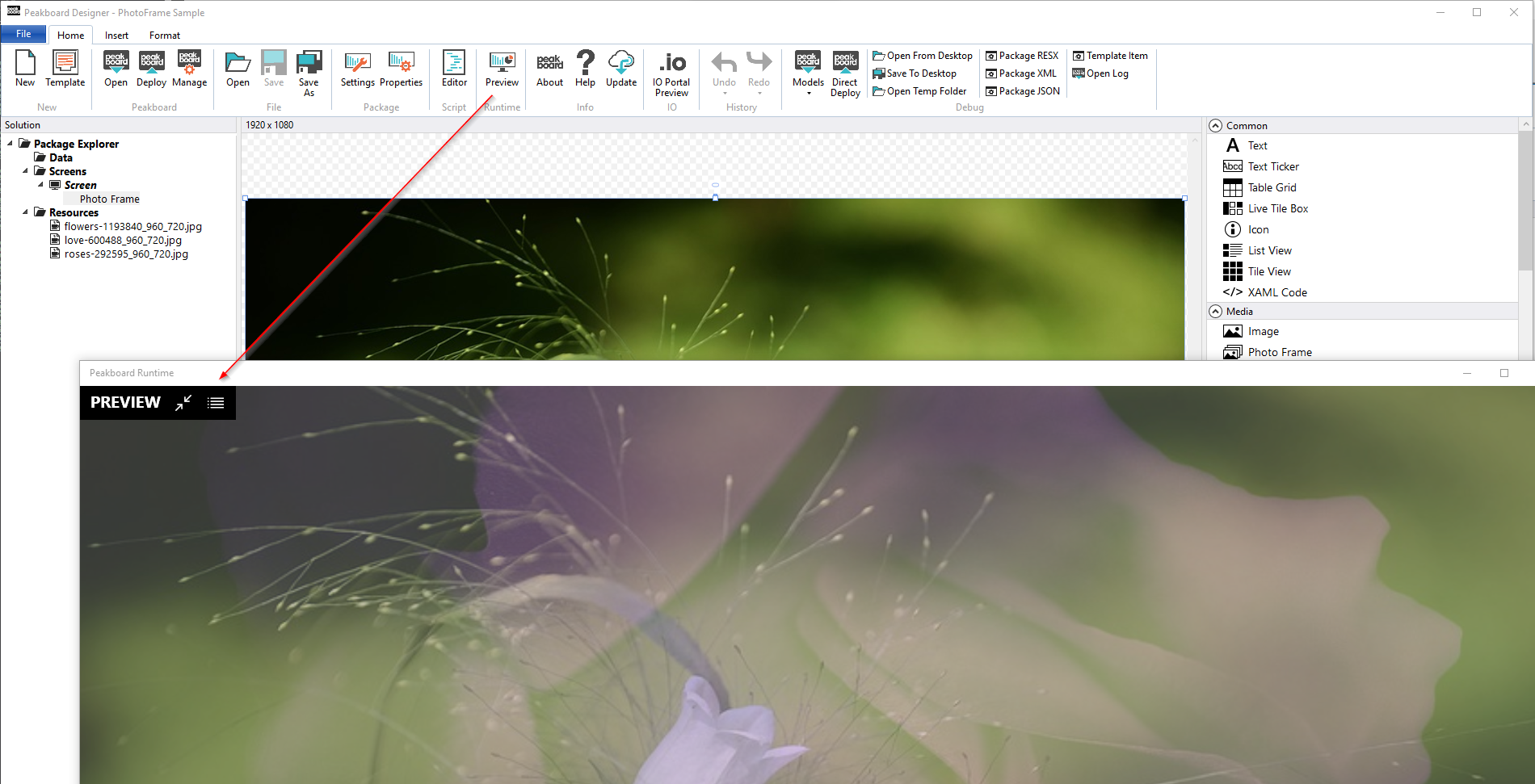 Peakboard Designer - Preview